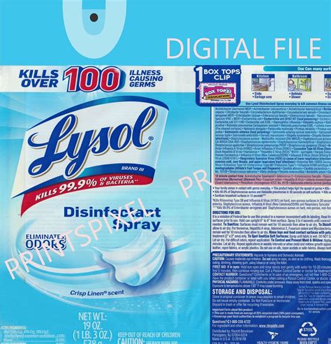 Lysol Label Printable